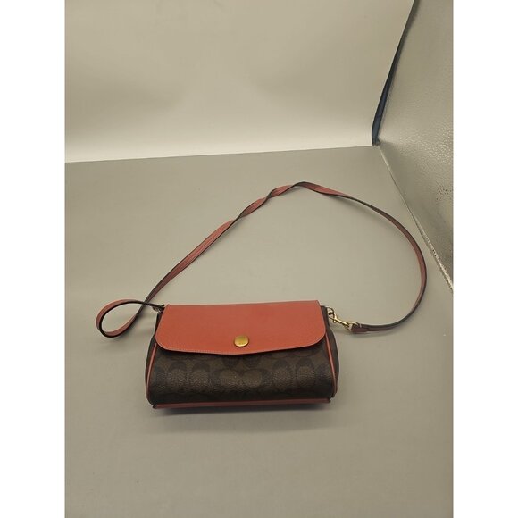 Coach Signature Reversible 2 IN 1 Crossbody Bag Magnet Rose Brown F59534 - Picture 1 of 10